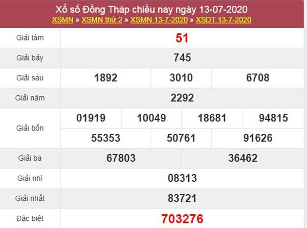 Thống kê XSDT 20/7/2020 chốt lô Đồng Tháp siêu chuẩn