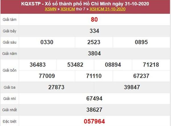 Thống kê KQXS Hồ Chí Minh 2/11/2020 thứ 2 cùng cao thủ